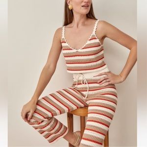 NWT Reformation Carini open knit striped set size small